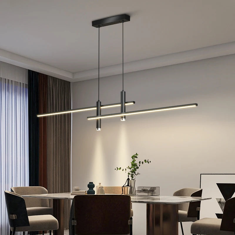Modern Linear LED Pendant Light for Dining Rooms and Minimalist Bars