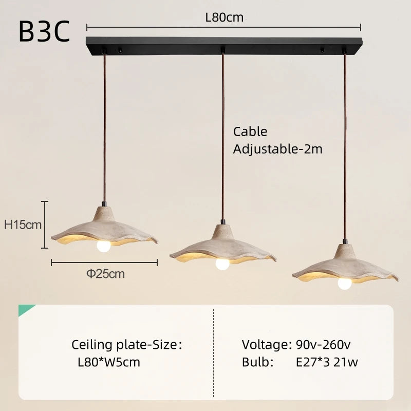 Wabi-Sabi Cream Pendant Light for Minimalist Restaurants and Bedroom Decor