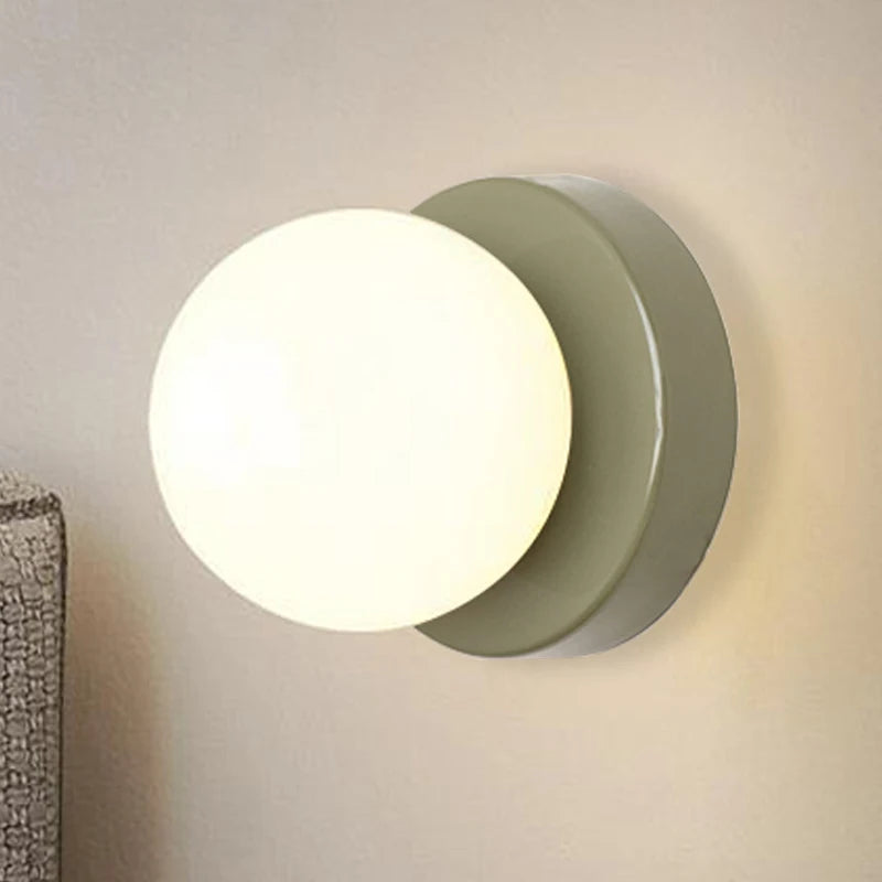 Nordic Glass Globe Wall Sconce for Modern Bedroom and Hallway Lighting