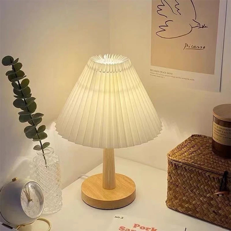Nordic Pleated Table Lamp for Modern Bedroom and Cafe Ambiance