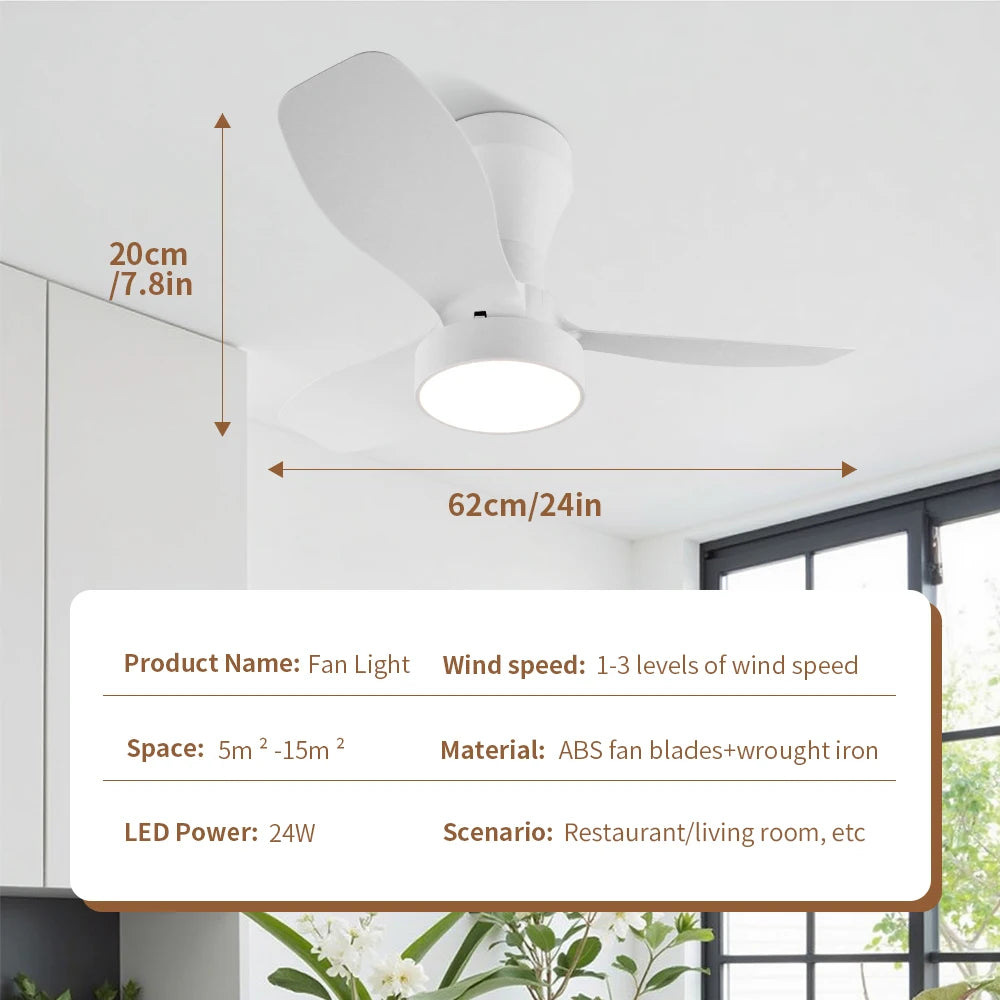 Modern LED Ceiling Fan with Remote for Living Rooms and Bedrooms