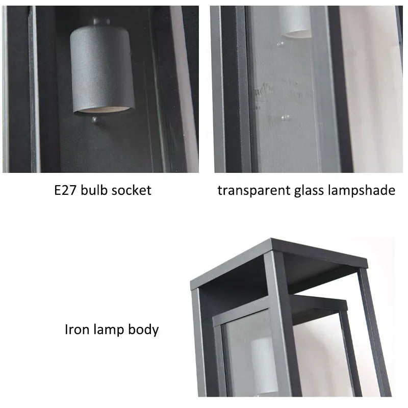 Industrial Glass Wall Lamp for Modern Outdoor Spaces and Patios