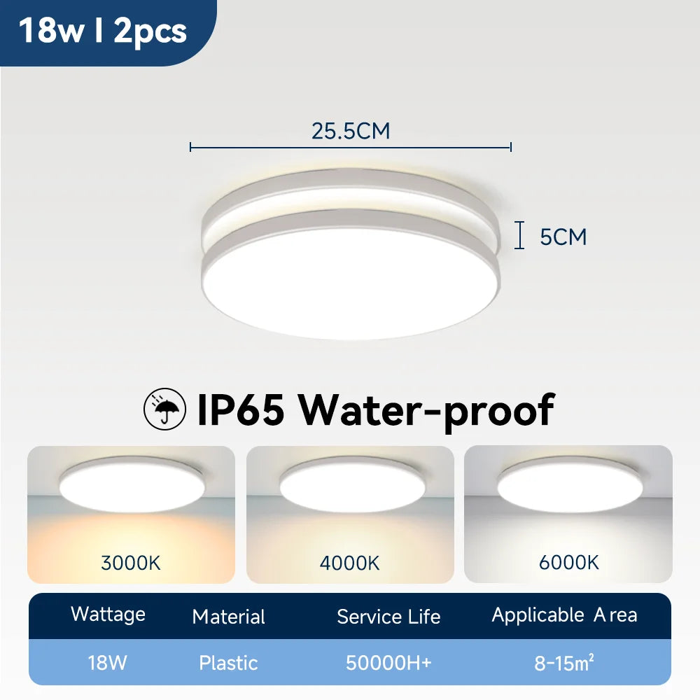 Modern Waterproof LED Ceiling Light for Bathrooms and Kitchens