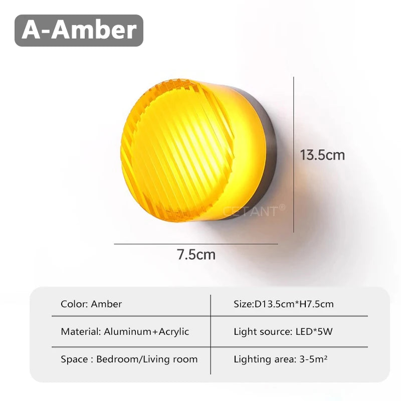 Modern LED Wall Sconce with Amber Glass for Elegant Living Spaces