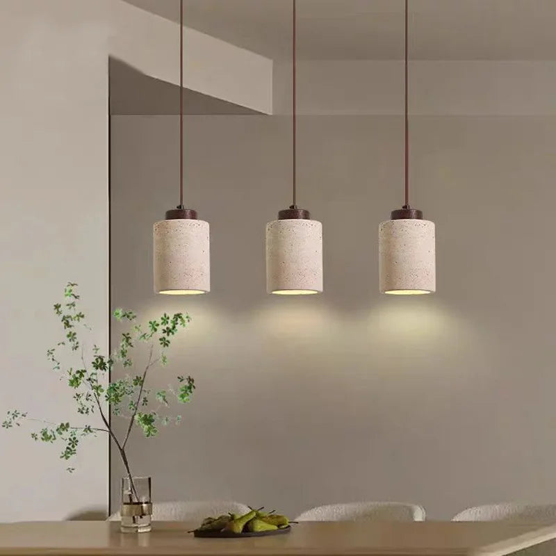 Modern Travertine Stone Pendant Light for Kitchen Islands and Dining Rooms