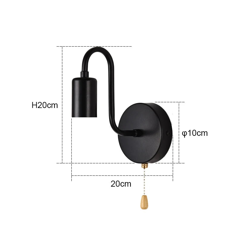 Nordic Industrial Iron Wall Sconce for Bedroom and Bathroom Lighting