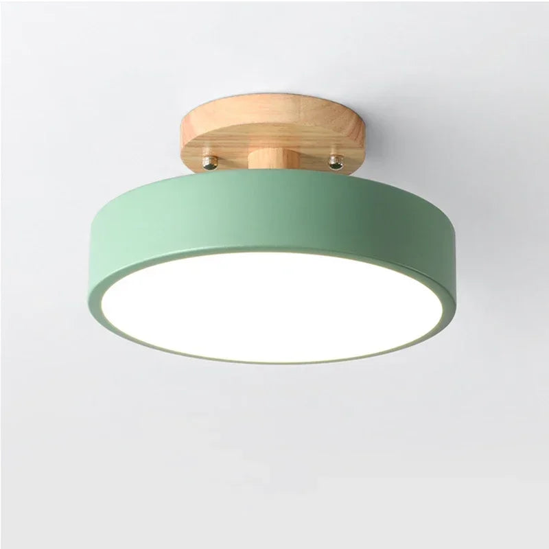 Nordic Round Wood Ceiling Light for Hallway and Dining Room