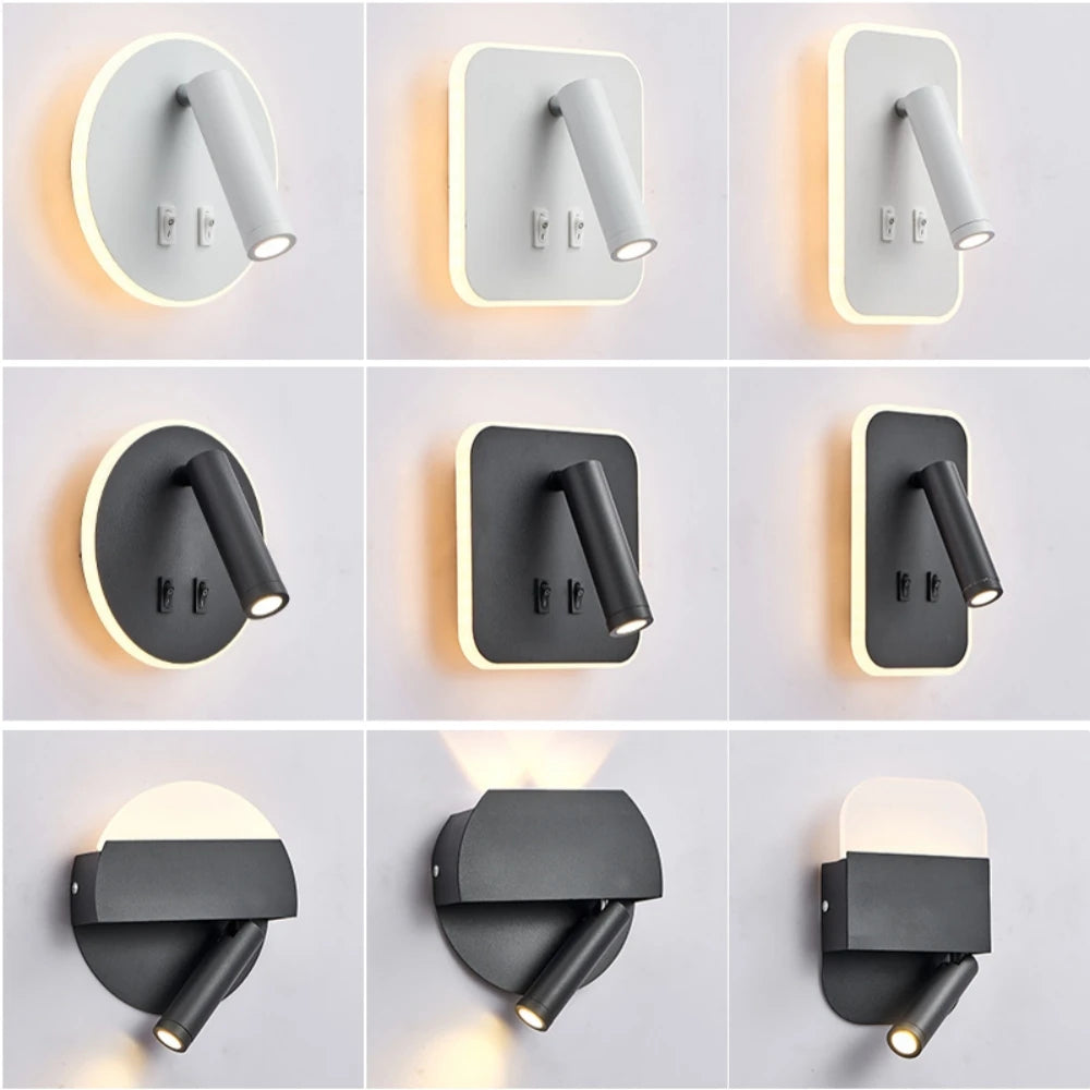 Adjustable Rotating LED Wall Spotlight for Hotel Reading and Bedside Lighting