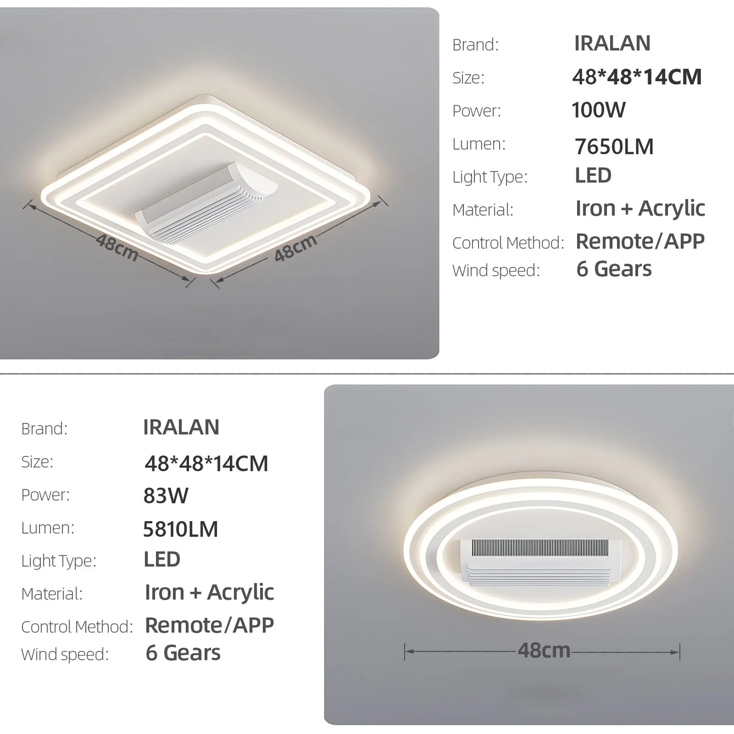 Modern Bladeless Ceiling Fan with Dimmable LED Light for Living Spaces