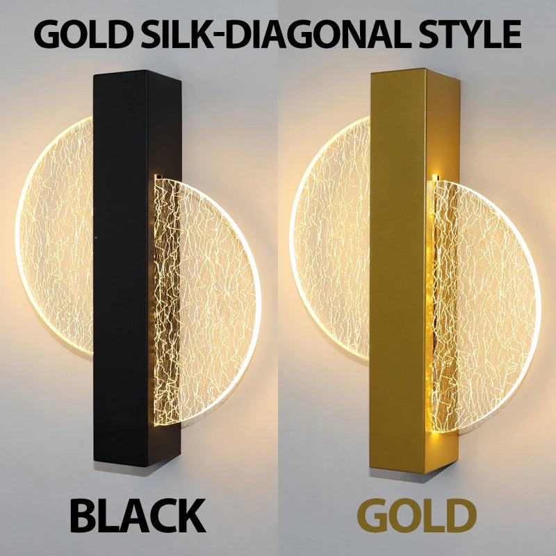 Modern Gold Foil LED Wall Sconce for Bedroom and Living Room