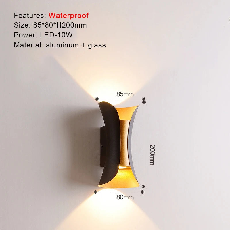 Modern Aluminum Waterproof LED Wall Sconce for Outdoor Patios and Gardens