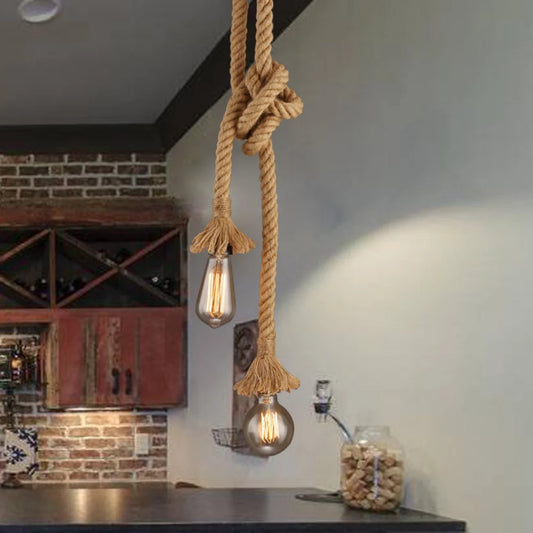 Vintage Hemp Rope Pendant Light for Industrial Lofts and Cafes