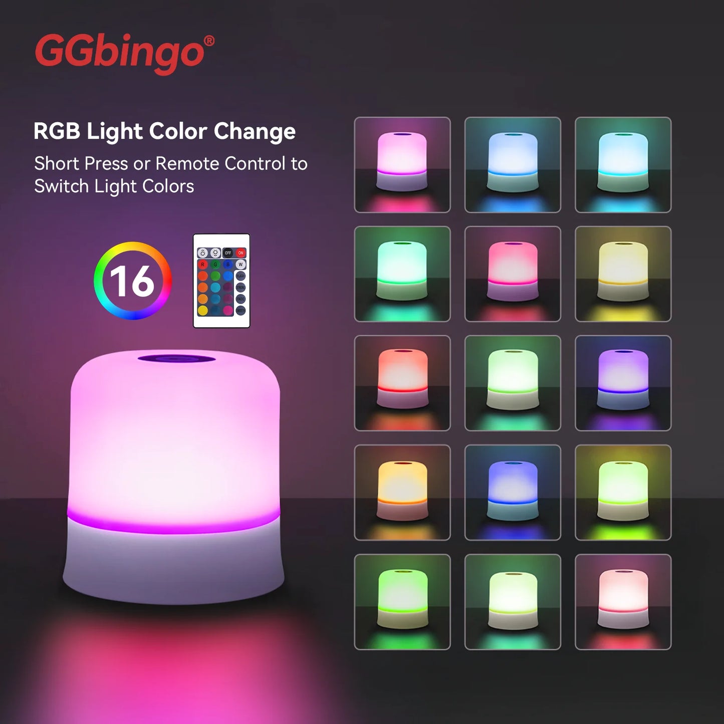 Dimmable RGB Touch Table Lamp with Remote for Bedrooms and Hotels
