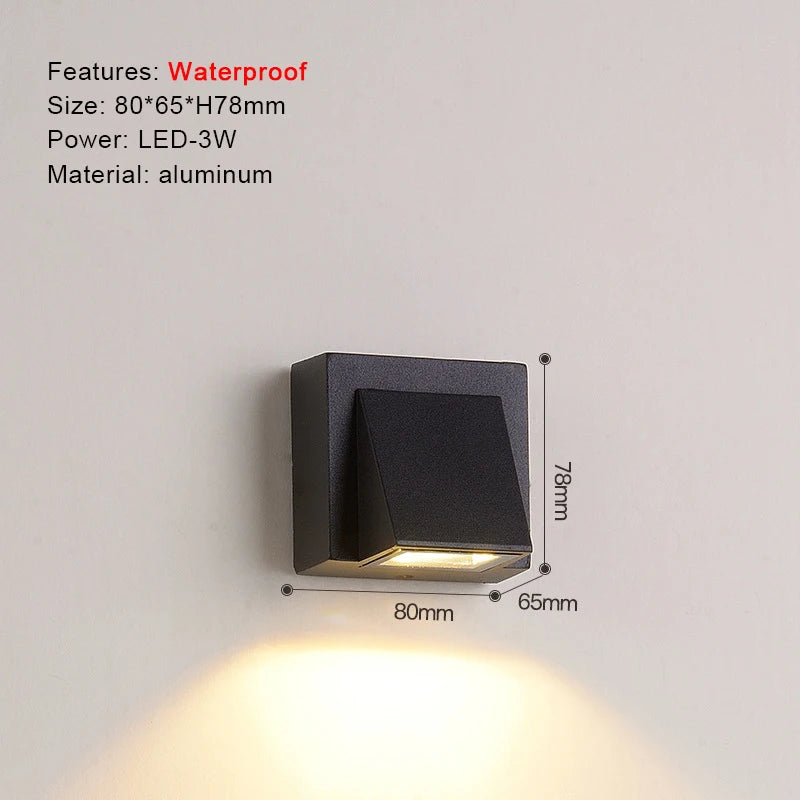 Modern Aluminum Waterproof LED Wall Sconce for Outdoor Patios and Gardens