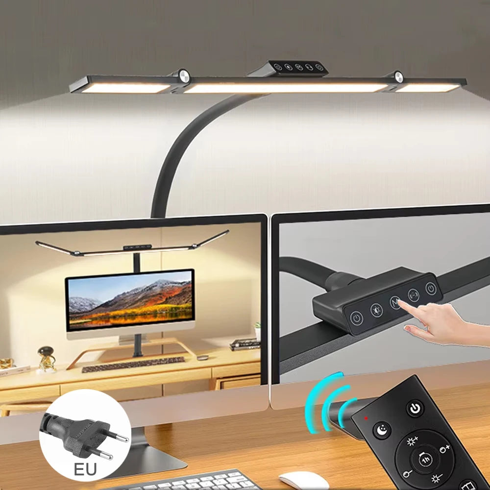 Double Head LED Desk Lamp with Adjustable Dimming for Modern Offices