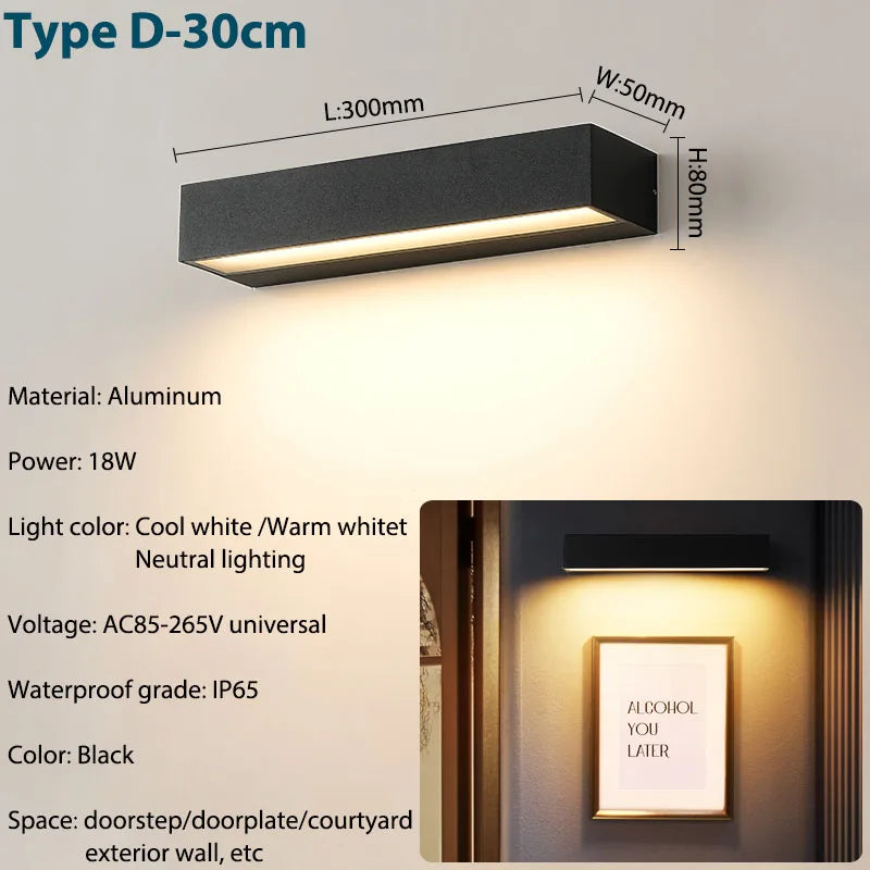 Modern LED Outdoor Wall Sconce for Porch and Patio Exterior Lighting