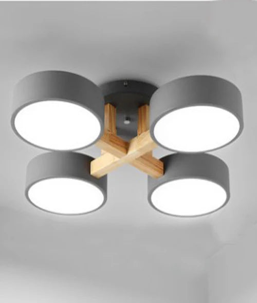 Modern Wooden LED Ceiling Chandelier for Dining Rooms and Contemporary Living Spaces