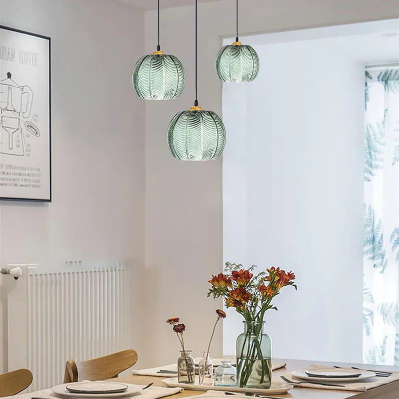 Nordic Glass Pendant Light with Leaf Pattern for Dining Rooms and Hotels