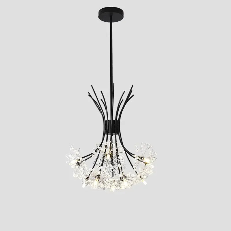 Modern Black Crystal LED Chandelier for Living Rooms and Dining Spaces