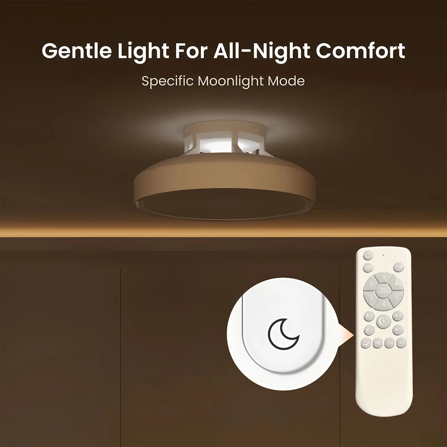 Modern Bladeless Ceiling Fan with Dimmable LED Light and Remote