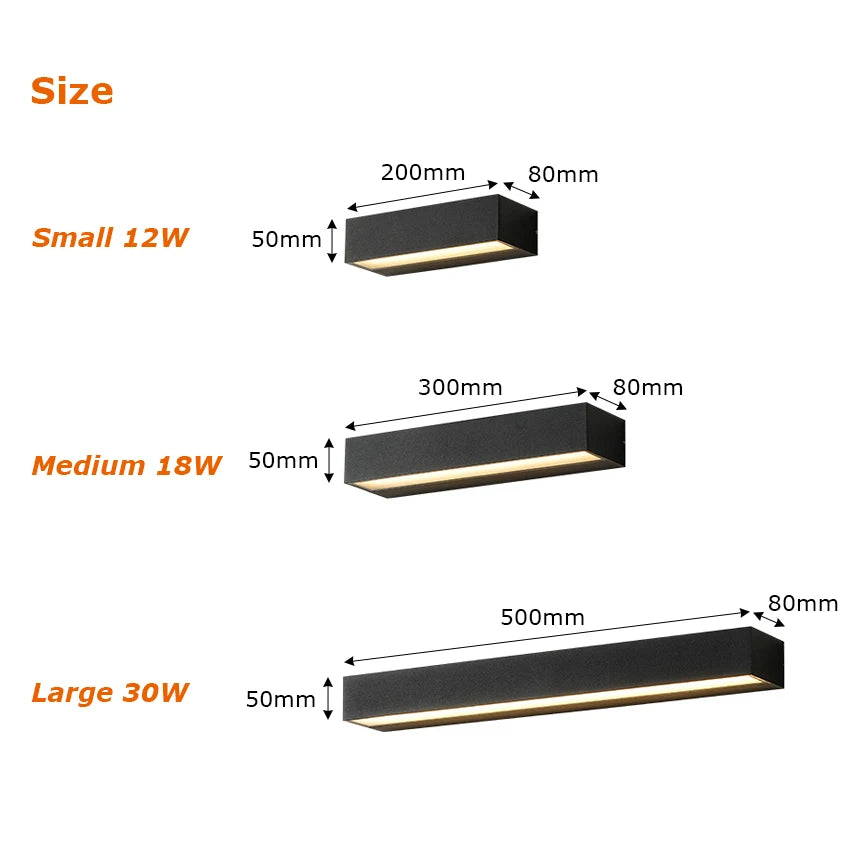 Modern LED Strip Wall Light for Outdoor Garden and Patio Lighting