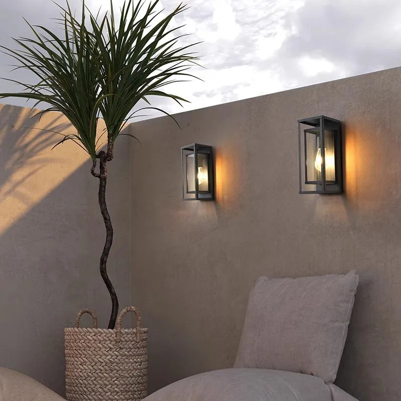Industrial Glass Wall Lamp for Modern Outdoor Spaces and Patios