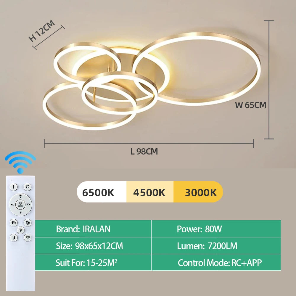 Modern Dimmable LED Ceiling Chandelier for Living Rooms and Bedrooms