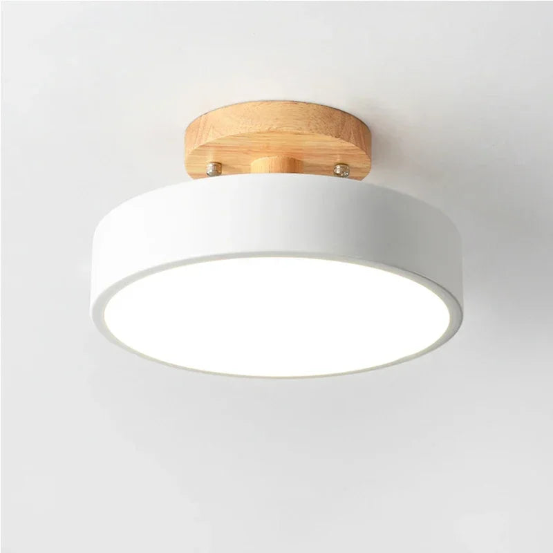 Nordic Round Wood Ceiling Light for Hallway and Dining Room