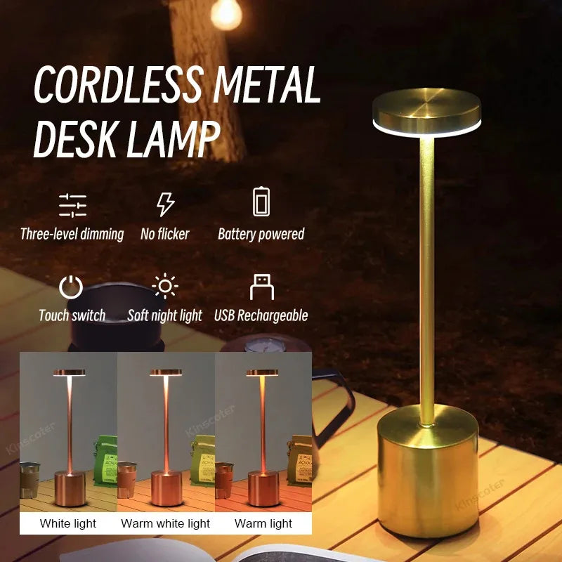 Wireless Rechargeable LED Table Lamp for Modern Restaurants and Hotels