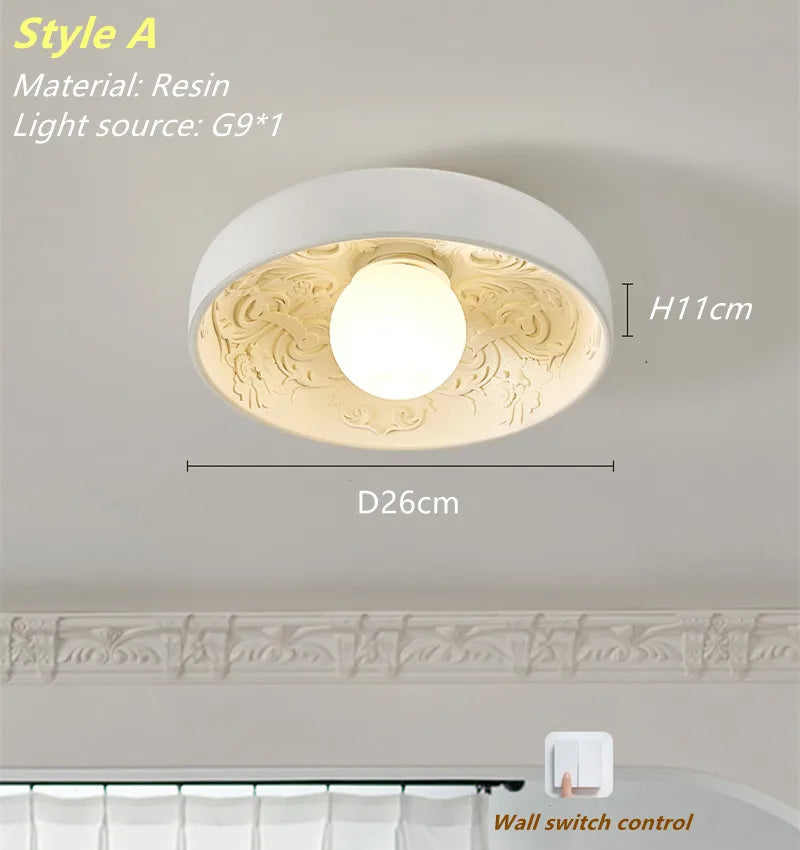 Modern French Cream Ceiling Light for Elegant Bedrooms and Hallways