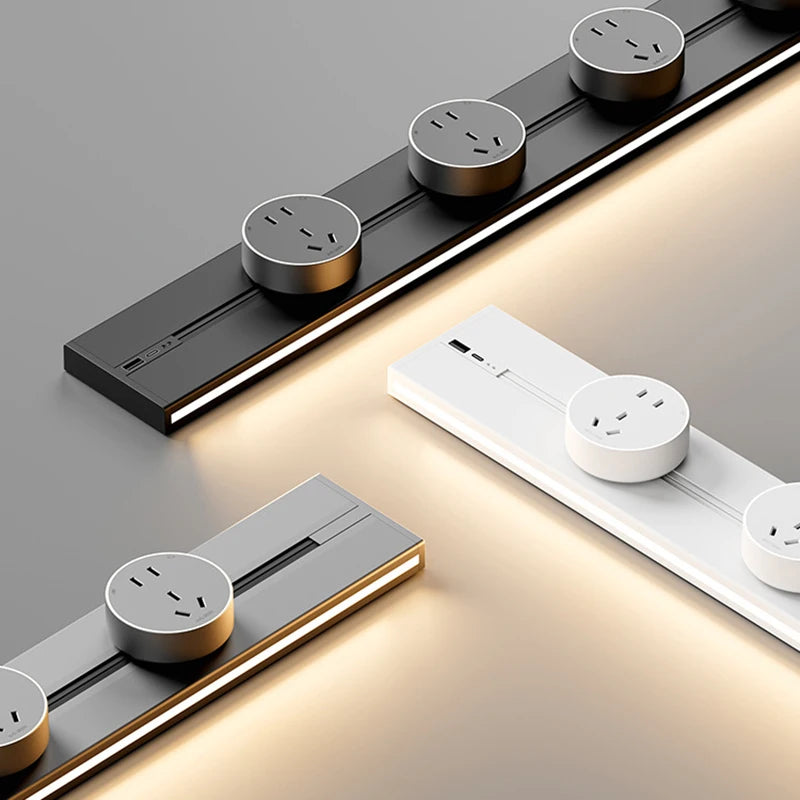 Modular Wall Mounted Track Lighting Rail with USB Charging Ports