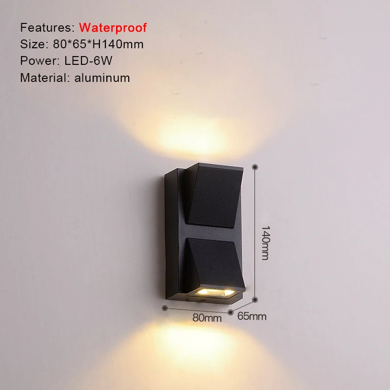 Modern Aluminum Waterproof LED Wall Sconce for Outdoor Patios and Gardens