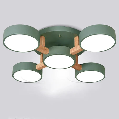Modern Wooden LED Ceiling Chandelier for Dining Rooms and Contemporary Living Spaces