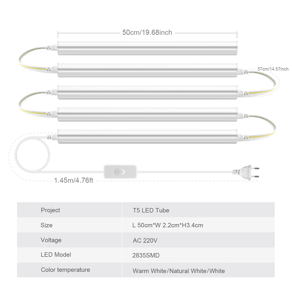 Modern LED Wall Tube Light for Bedroom and Home Workspace Decor