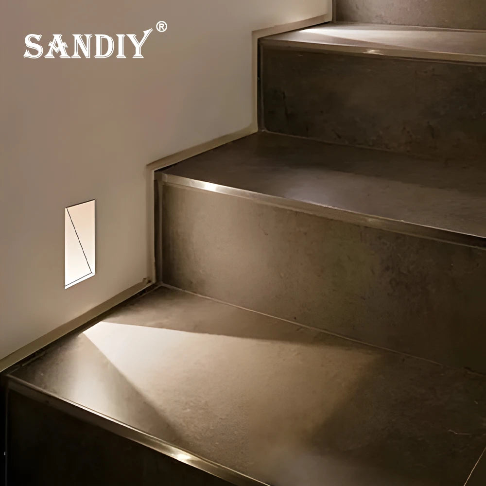 Motion Sensor Recessed Wall Light for Modern Staircases and Hallways