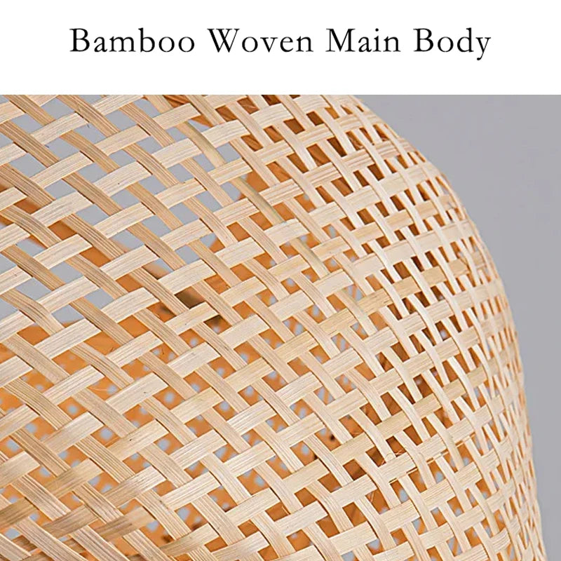 Handwoven Bamboo Pendant Light for Organic Dining Room and Bedroom Decor