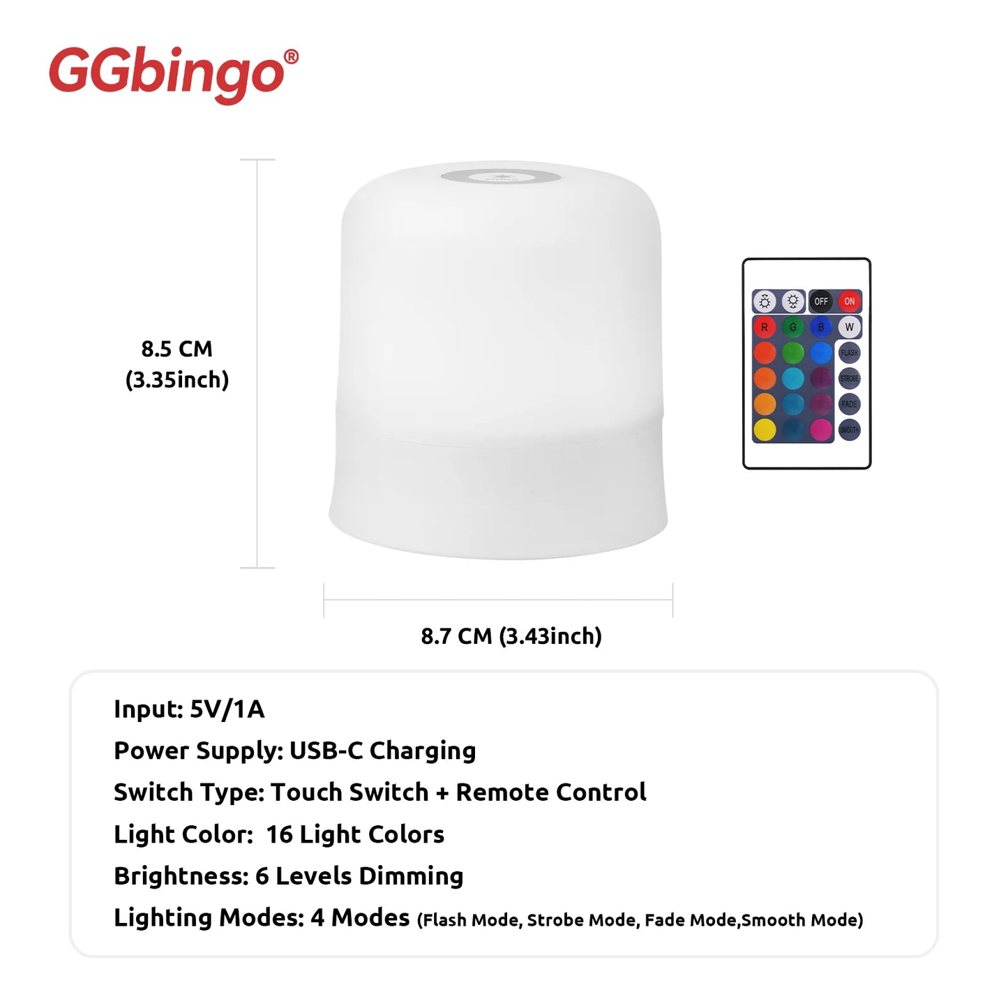 Dimmable RGB Touch Table Lamp with Remote for Bedrooms and Hotels
