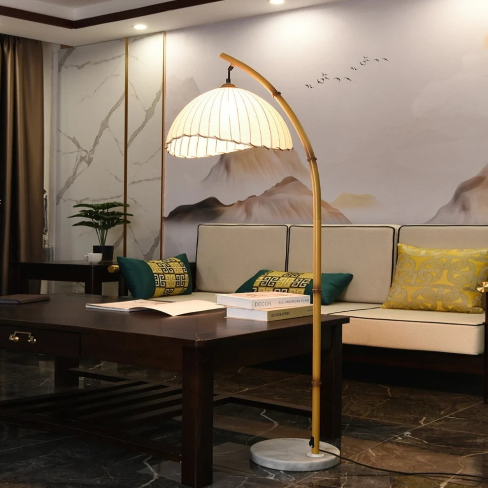 Handmade Bamboo Floor Lamp for Rustic Living Room and Hotel Decor
