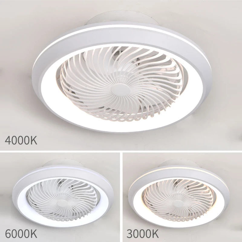 Modern Enclosed Ceiling Fan Light with Rotating Head for Living and Dining Rooms
