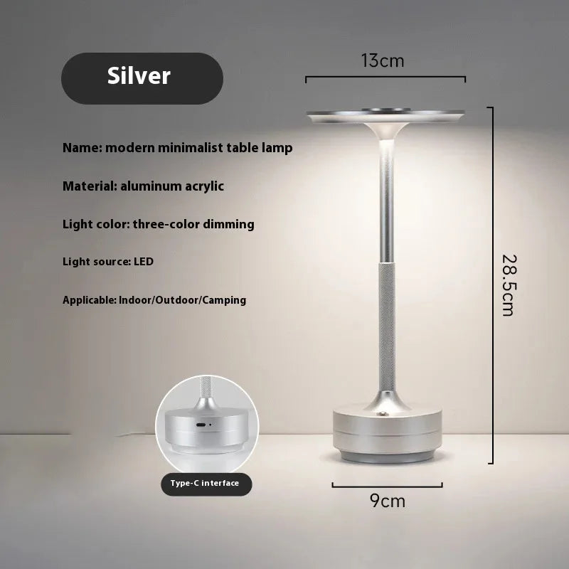 Portable Retro Rechargeable LED Table Lamp for Cafes and Bedside Tables