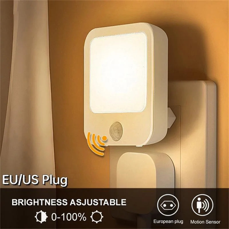 Dimmable Motion Sensor LED Night Light for Bedrooms and Hallways