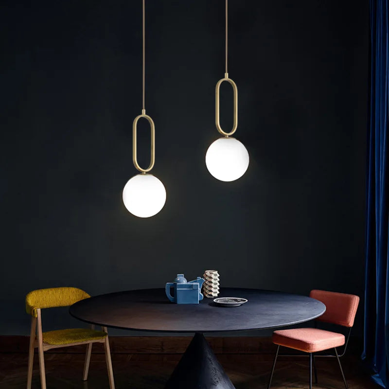 Modern Nordic Glass Globe Pendant Light for Dining and Living Rooms