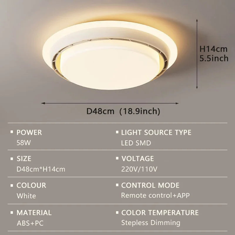 Modern Walnut Bladeless Ceiling Fan Light with Remote and App Control