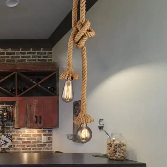 Vintage Hemp Rope Pendant Light for Industrial Lofts and Bars