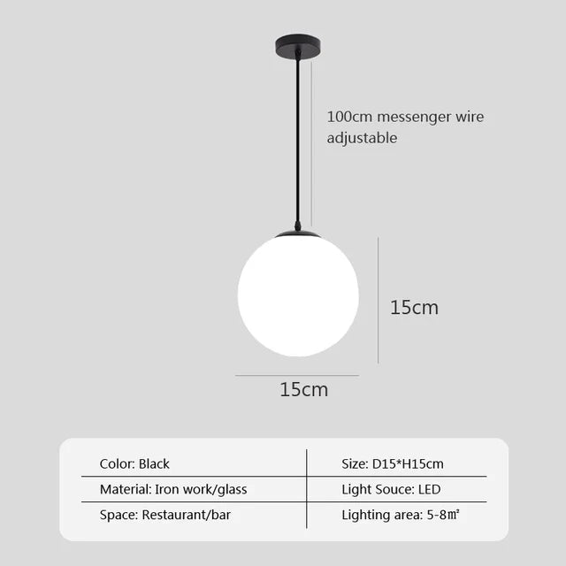 Nordic Glass Globe Pendant Light in Brass for Modern Dining Rooms