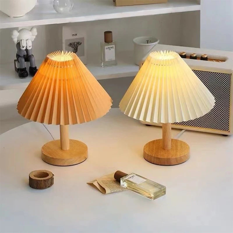 Nordic Pleated Table Lamp for Modern Bedroom and Cafe Ambiance