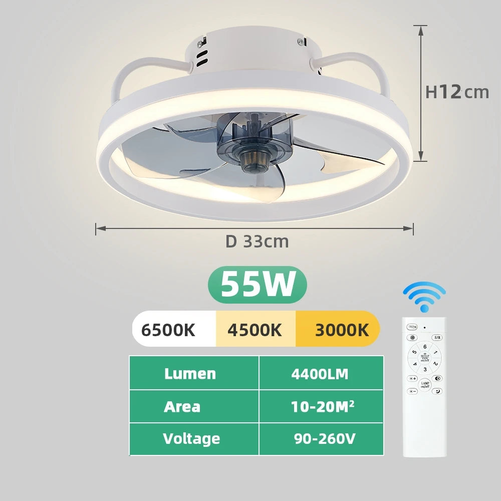 Modern LED Ceiling Fan with Remote for Quiet Living Room Ambience