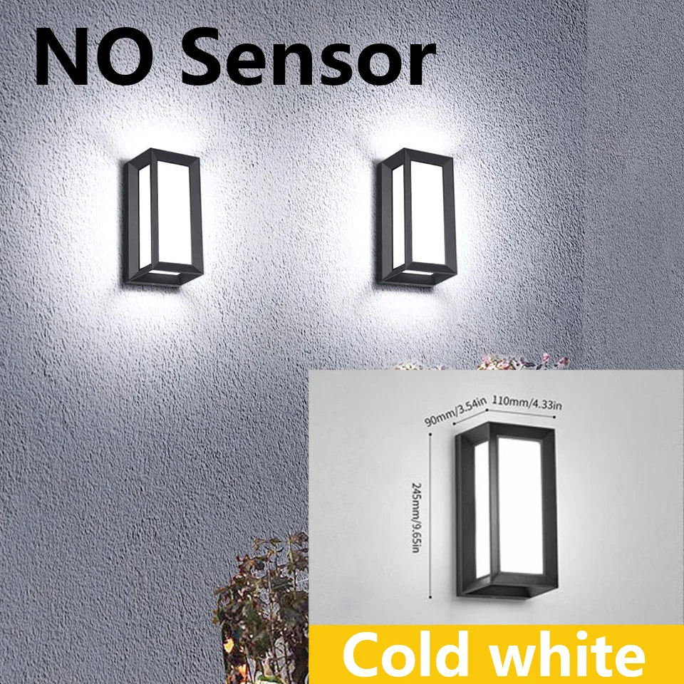 Modern LED Outdoor Wall Light with Motion Sensor for Garden and Porch