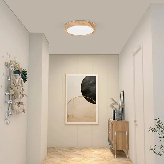 Modern LED Flush Mount Ceiling Light with Wood Grain for Home Interiors