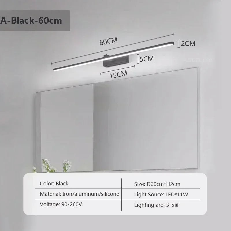 Modern LED Strip Wall Light for Bathroom Vanity and Bedroom Mirror Decor